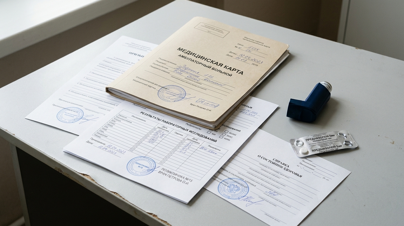 Медицинские документы, ингалятор и анализы — подтверждение аллергии для военно-врачебной комиссии