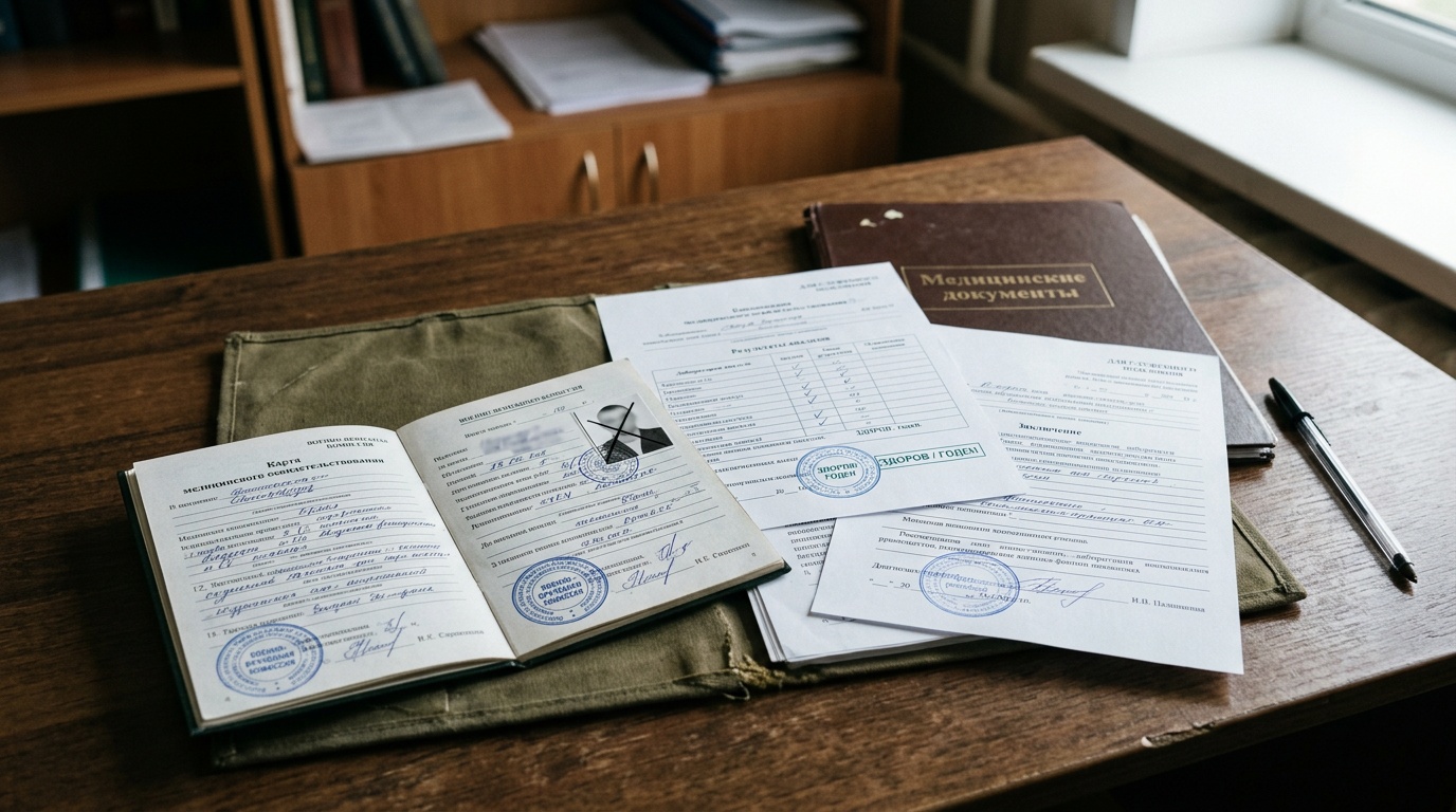 Медицинские документы и результаты анализов для военно-врачебной комиссии при ИППП